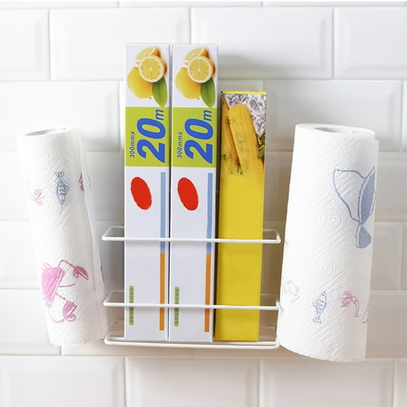 Openpig Plastic and Foil Wrap Organizer on Cabinet Door or Pantry Wall Rack - Sandwich, Freezer, Food Bag Storage Organizer - Bathroom Laundry Supplies, Kitchen Organization and Storage