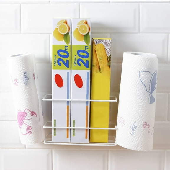 Openpig Plastic and Foil Wrap Organizer on Cabinet Door or Pantry Wall Rack - Sandwich, Freezer, Food Bag Storage Organizer - Bathroom Laundry Supplies, Kitchen Organization and Storage