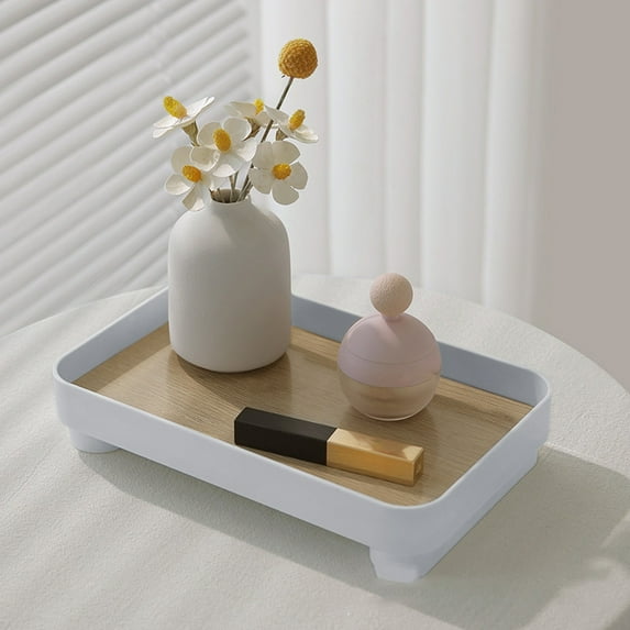 Openpig Rectangle Bathroom Tray, 12.2"×7.8" Vanity Trays, Rectangle Decorative Catchall Organizer Storage Small Dresser Tray Counter Perfume Table