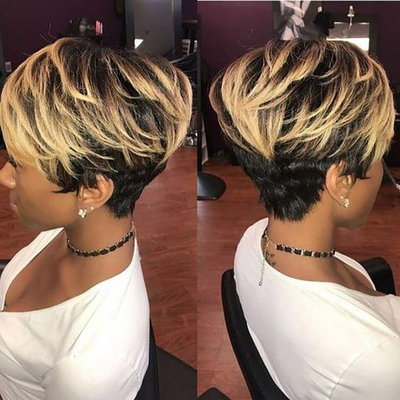 Openpig Short Curly Wigs for Women Cut Wig for Womens Short Hair Black Wig with Bangs Natural Wavy Synthetic Wigs for Women