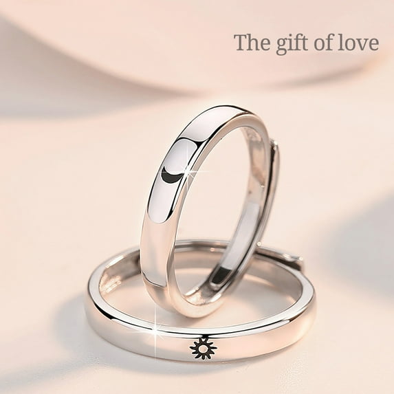 Openpig Sun and Moon Promise Rings for Her Couples Wedding Band Jewelry Engagement Matching Open Rings for Women