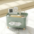 thumbnail image 1 of Openpig Tissue Box Multifunction Countertop Organizer 2 Compartments 1 Tray Boutique Stationery Storage Caddy Plastic, 1 of 2