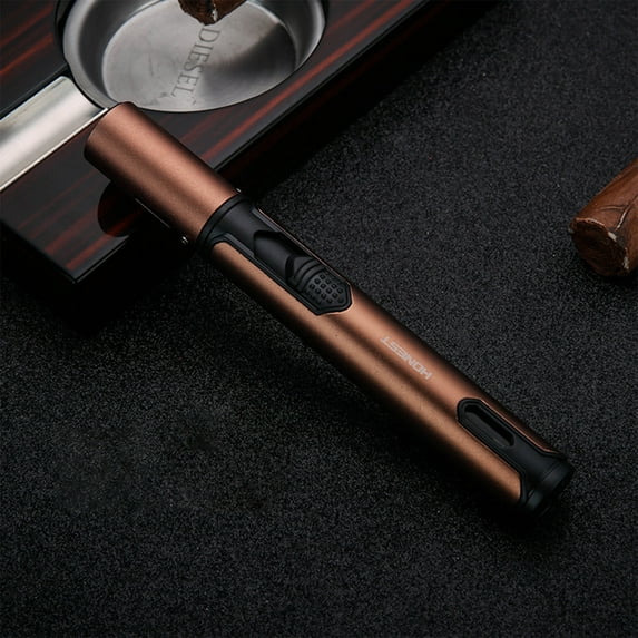 Openpig Torch Lighter Windproof Jet Flame Lighter, Refillable Butane Long Pen Shape Lighters with Gas Window, Versatile Kitchen Outdoor Candle Baking BBQ