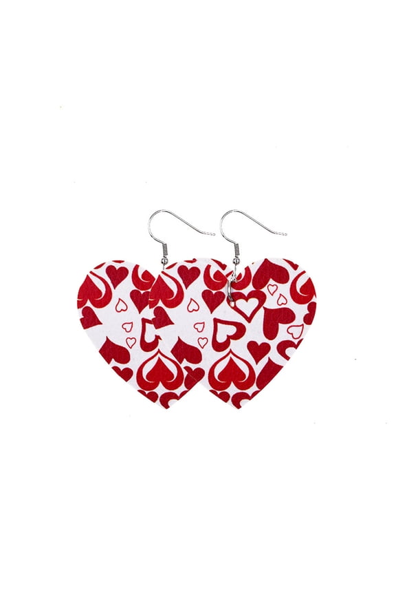 Valentine's Day Heart Earrings, Faux Leather Valentines Day Earrings Big Heart Dangle Earrings with Sparkle & Sequins Love Heart Earrings for Valentine's Day Gift