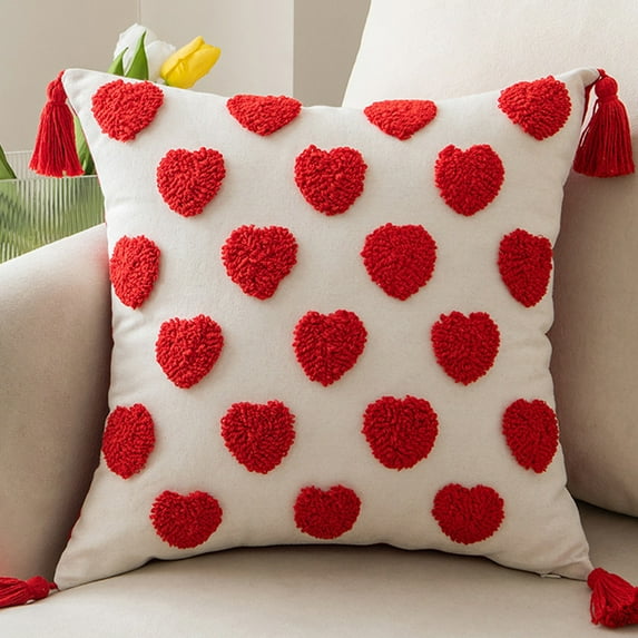Openpig Valentines Day Throw Pillow Covers 18x18 Set of 2 Love Heart Couples Decorations Embroidery Cushion Covers Home Decor for Couch Girlfriend Sofa Bedroom