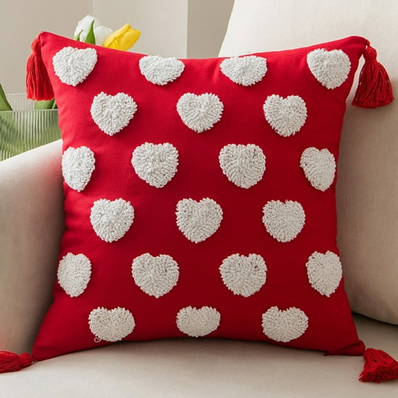 Openpig Valentines Day Throw Pillow Covers 18x18 Set of 2 Love Heart Couples Decorations Embroidery Cushion Covers Home Decor for Couch Girlfriend Sofa Bedroom