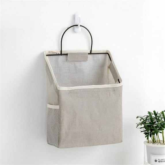 Openpig Wall Hanging Storage Bag, Waterproof Over The Door Closet Organizer Hanging Pocket Linen Cotton Organizer Box Containers for Bedroom, Bathroom