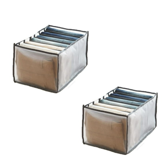 Openpig Wardrobe Clothes Organizer, 7 Grids Washable Portable Closet Organizer Mesh Separation Storage Box Foldable Closet Drawer Organizer for Underwear, Socks, Jeans