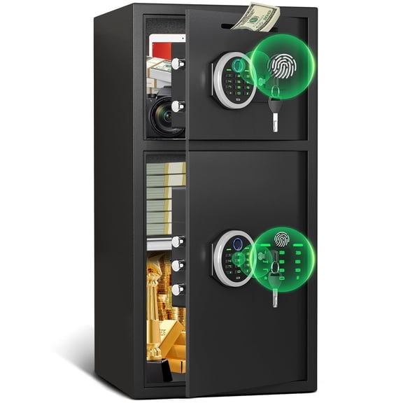 Opentiny 6.0 Cu ft Large Safe Box Fireproof, Biological Fingerprint Home Safe with Deposit Slot & Dual Alarm System, Money Safe With Mute Function and LED Light, Security Box for Money Valuables