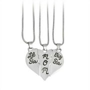 Openuye New 3 Pcs/Set Necklaces Alloy Matching Big/Little Sister Mom Split Heart Necklace Family Mother Day Gift