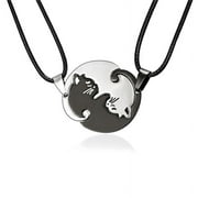 Openuye Stainless Steel Cat Puzzle Piece Matching Pendant Necklace Couple Friendship Neck Chain