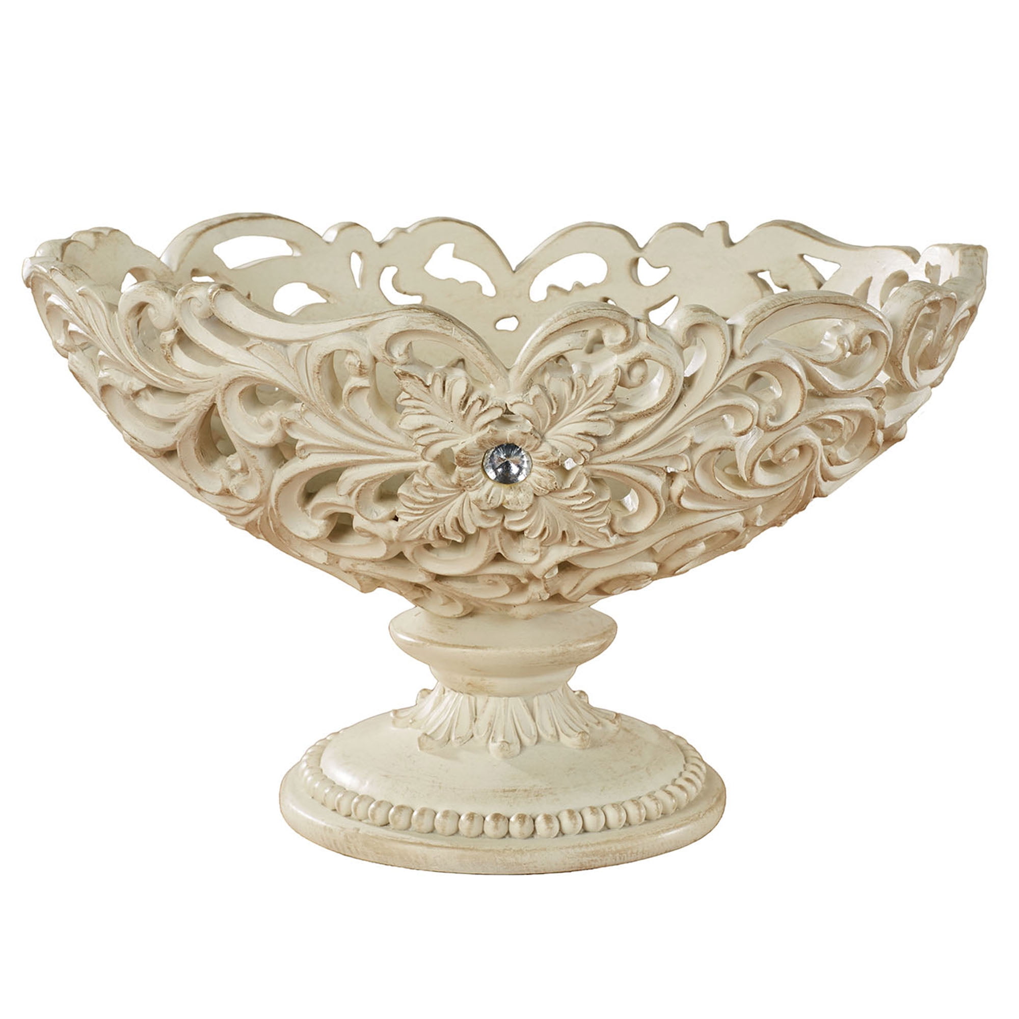 Openwork Decorative Centerpiece Bowl Only Ivory/Gold Centerpiece Bowl Only