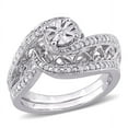 thumbnail image 1 of Openwork Diamond Engagement Ring Set, Vintage Filigree Bridal Ring Set, Illusion Set Diamond Bridal Set, 2.3 Ct Simulated Diamond, 925 Sterling Silver, Wedding Gifts, 1 of 5