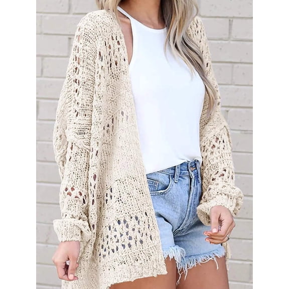 Openwork Open Front Cardigan – Full Size Lightweight Acrylic Knit