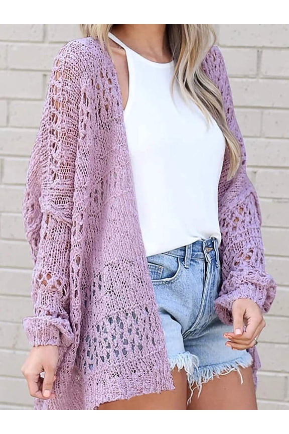 Openwork Open Front Cardigan – Full Size Lightweight Acrylic Knit