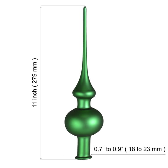 Green Matte Hand Blown Glass Christmas Tree Topper. Made in Ukraine.