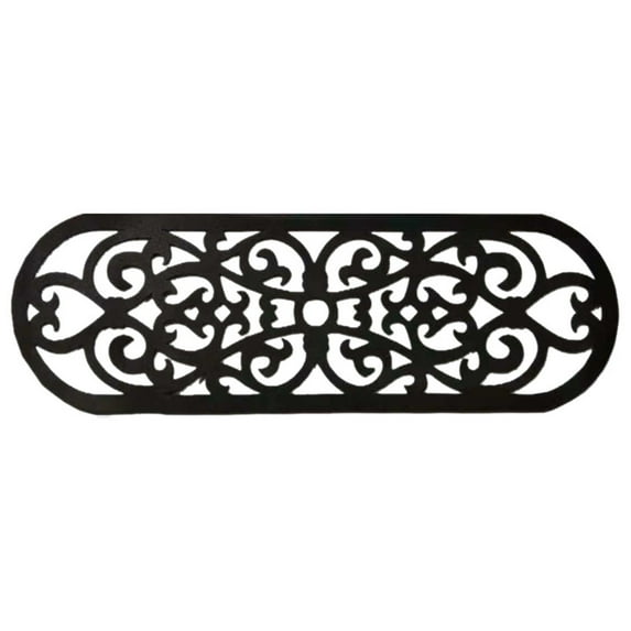 Openwork Rubber Stair Treads 9x36 Inch, Non-Slip Stair Mats Set of 1, Heavy Duty Indoor/Outdoor Staircase Pads, Scroll Design Black Step Mats