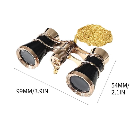 Opera Glasses Mini Binoculars with Chain, Metal Body and Optical Glass Lenses, Compact Theater Binoculars for Concerts, Sporting Events and Sightseeing