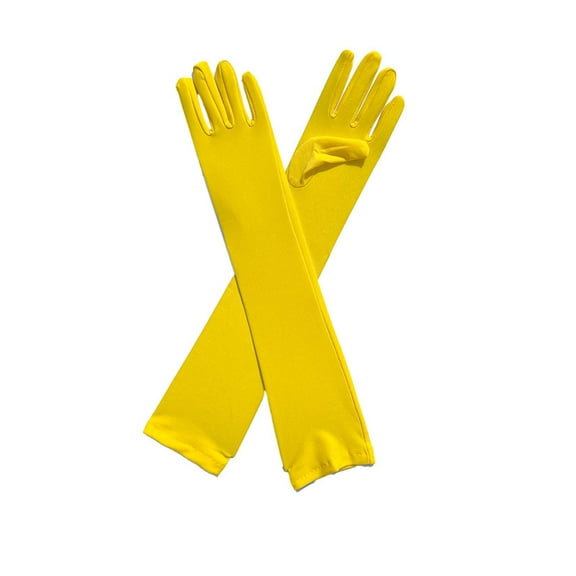 Opera Gloves, Long Stretch Gloves, Adult Over Elbow Spandex Stretchy Costume Gloves, Soft Comfortable Yellow Pair