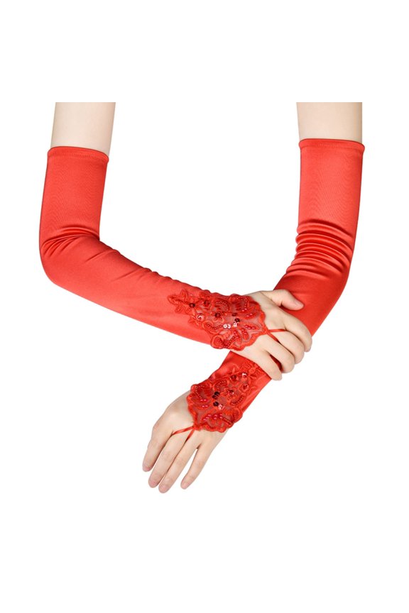 Opera Long Fingerless Gloves For Bridal Wedding Party Elegant Stretchy Mesh Glove With Rhinestone Detail