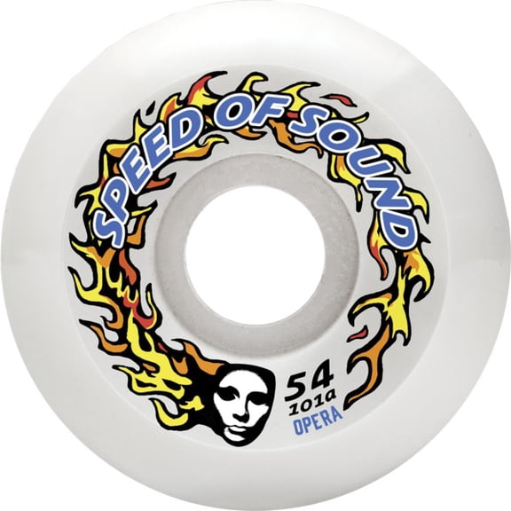 Opera Skateboards SOS Fire Mask Hardline Conical White Skateboard Wheels - 54mm 101a (Set of 4)
