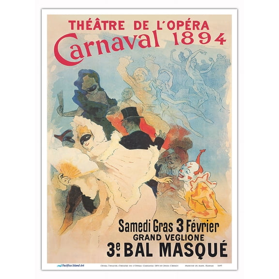Opera Theater (Théâtre de l'Opéra) Carnaval 1894 - Vintage Carnival Poster by Jules Chéret - Master Art Print (Unframed) 9in x 12in