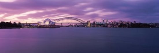 Opera house at the waterfront Sydney Opera House Sydney Harbor Bridge Sydney New South Wales Australia Canvas Art - Panoramic Images (36 x 12)