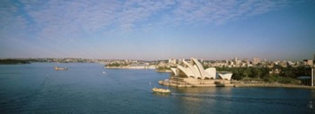 Opera house at the waterfront Sydney Opera House Sydney New South Wales Australia Canvas Art - Panoramic Images (18 x 7)