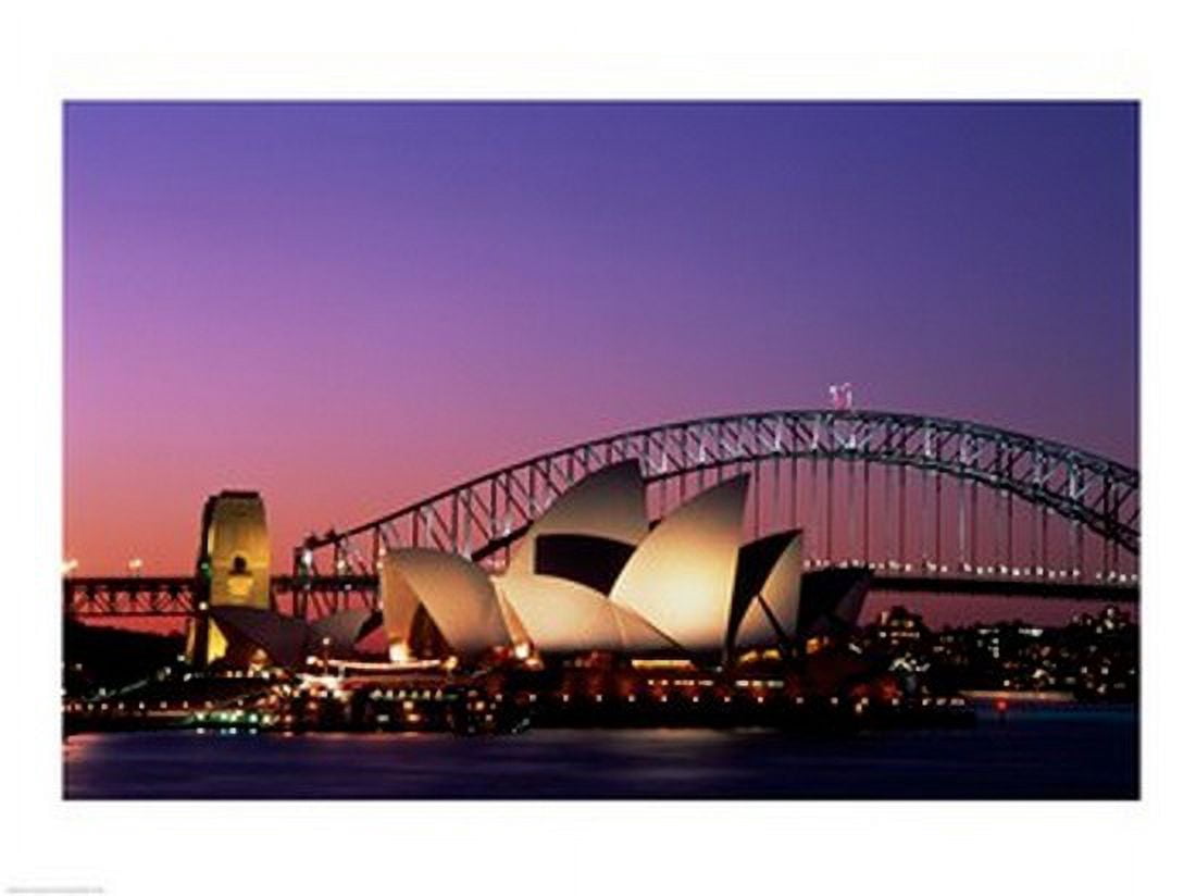 Opera house lit up at night Sydney Opera House Sydney Harbor Bridge Sydney Australia Canvas Art - (24 x 18)