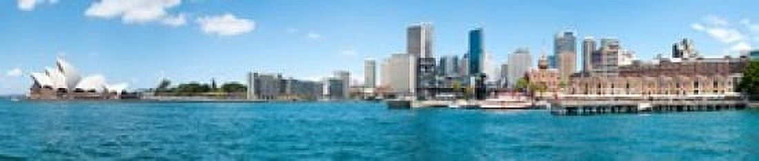Opera house with city skyline Sydney Opera House Sydney New South Wales Australia 2012 Canvas Art - Panoramic Images (22 x 5)