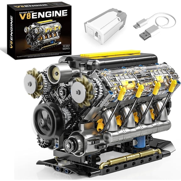Operable V8 Engine Mechanical Model Kit, Adult DIY 3D Assembly Puzzle-905PCS