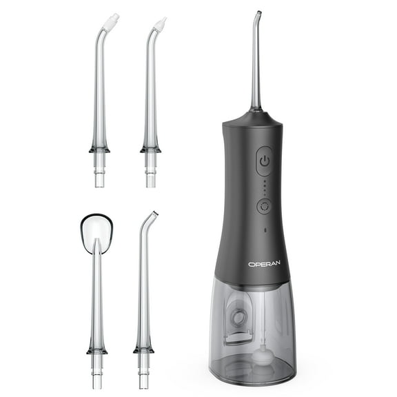 Operan Cordless Water Flosser, Portable Rechargeable Oral Irrigator with 4 Modes, 4 Jet Tips, IPX7 Waterproof, Black