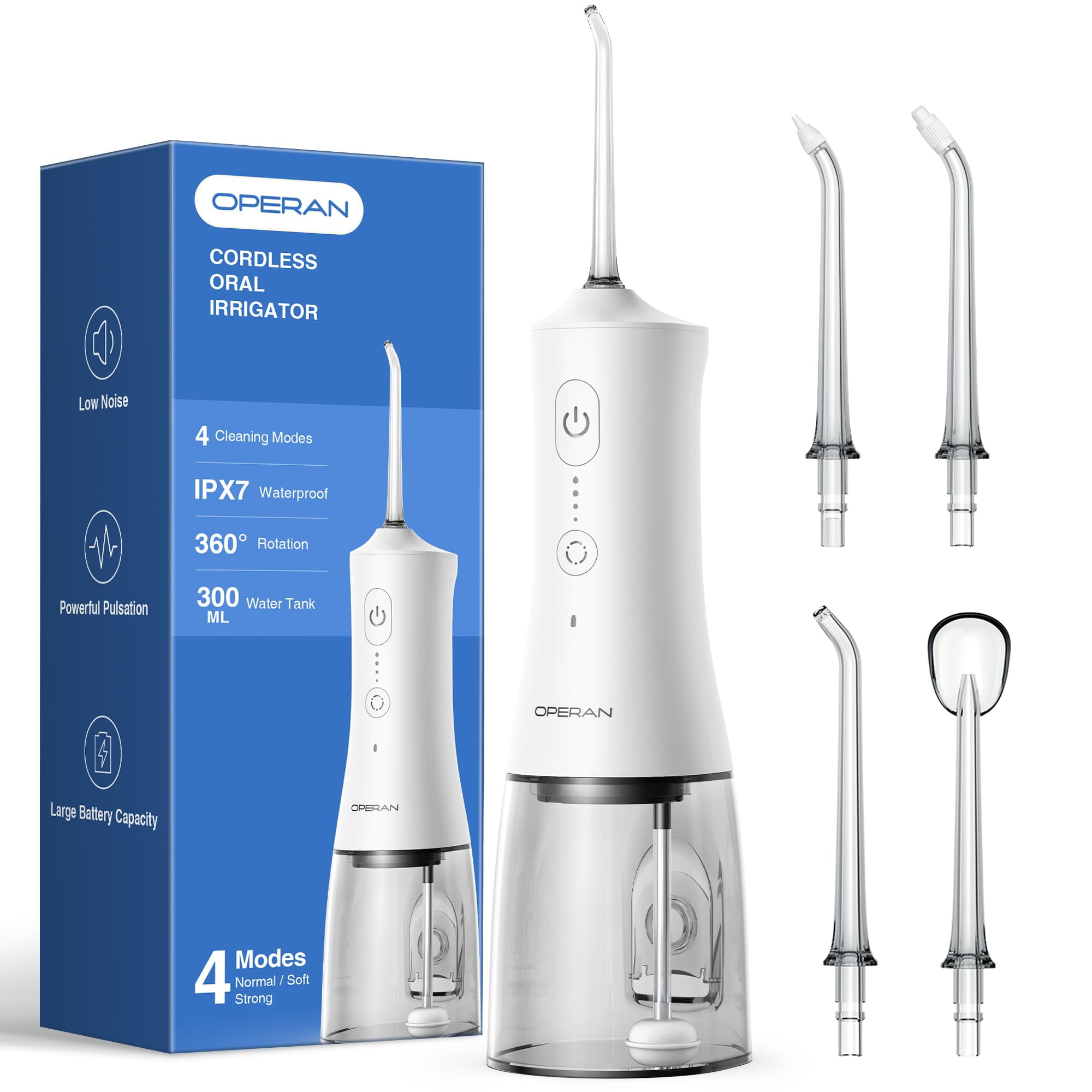 Operan Water Flossers for Teeth Cleaning Upgraded 300ml Cordless Water ...
