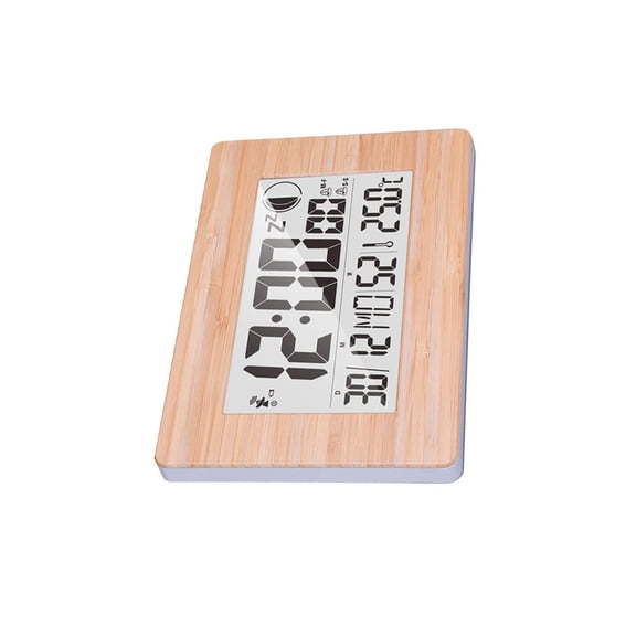 Operated Alarm Clock LCD Display with Date Day Temperature 12/24Hour Format Snoozes Function Moons Phase Design