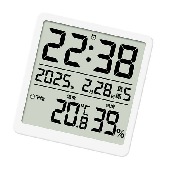 Operated Digital Clock with Indoor Temperature Humidity Monitoring LCD Date Time Display for Kitchen
