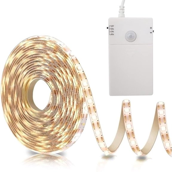 Operated Motion Sensor Cabinet Strip Lights, 9.8Ft 90 LED Under Cabinet Lights, Motion & Night Sensor Safe Tape Light for Stairs Wardrobe Kitchen (Warm White)