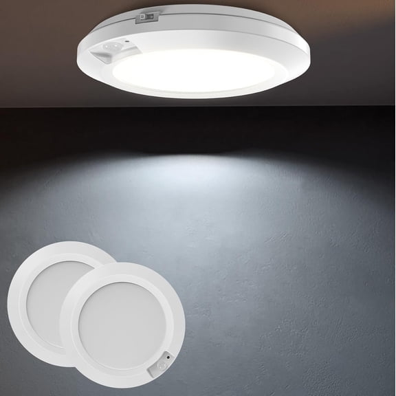 Operated Motion Sensor Light Indoor, 6.3"  Closet Lights, - Ceiling/Wall Mount for Pantry/Cabinet/Shed, 6000K Cool White, 2-