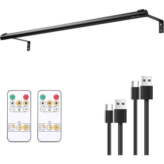 Operated Picture Light,/Plugged in 31.5inch Painting Display Light,Remote Control Wall Lights with Three Modes and Timing for Art Frame (Black)