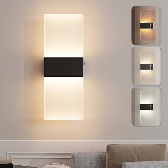 Operated Wall Sconce | Black Base -  Rechargeable, 5000mAh, Remote Control, 3CCT Stepless Dimming, Timer, Modern Sconce for Living Room Bedroom Stairway Hallway 1 Pack