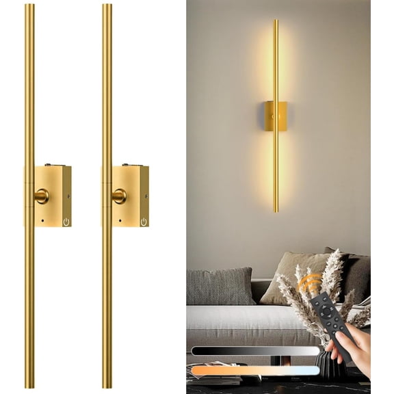 Operated Wall Sconce Lights - 10000mAh Rechargeable  Wall Sconces Set of Two with  and Remote, 360? Rotate, 4 Colors LED Wall Lamp for Living Room Bedroom Hallway ()