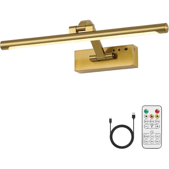 Operated Wall Sconce with Remote - 3CCT Picture Lights for Wall, 270? Rotatable Lamp for Aura Frame Or Under Cabinet Lighting with Remote and Time