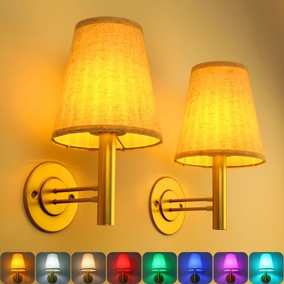 Operated Wall Sconces Lights for  Set of 2,    Wall Lamp with Remote & Touch Control, Wall Mount Lighting Fixture for  Room, Satin