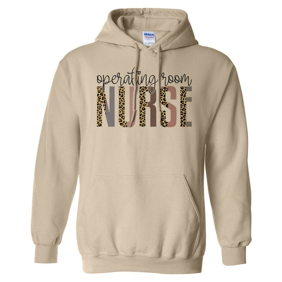 Operating Room Nurse Leopard Print Hoodie Sweatshirt Unisex Medium Sand