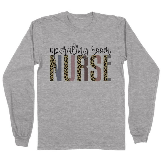 Operating Room Nurse Leopard Print Long Sleeve Shirt Unisex 3X-Large Grey