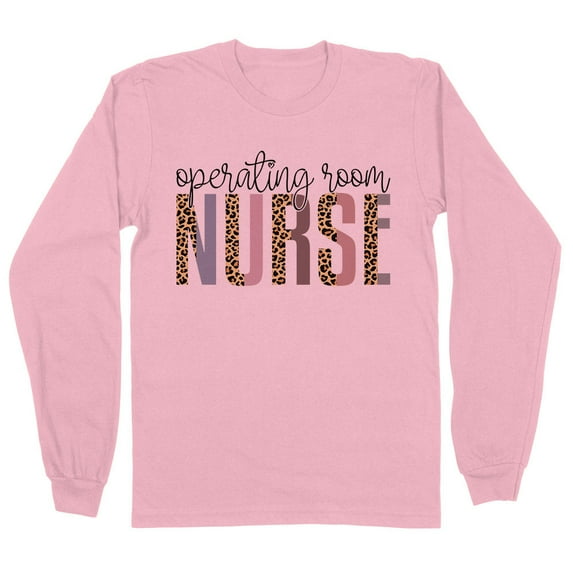 Operating Room Nurse Leopard Print Long Sleeve Shirt Unisex 3X-Large Pink