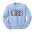 thumbnail image 1 of Operating Room Nurse Leopard Print Sweatshirt Unisex Small Light Blue, 1 of 5