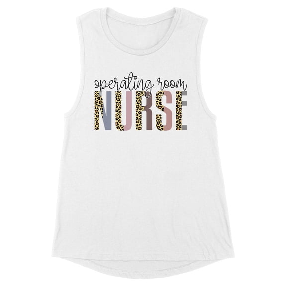Operating Room Nurse Leopard Print Women's Muscle Tank Medium White