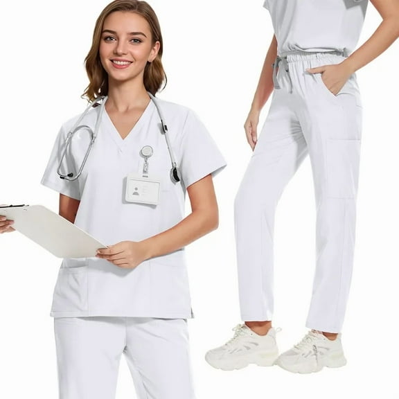 Operating Room Thin Short Sleeve Surgical Scrub Suit for Female Doctors Summer Stretch Quick Dry for Beauty Salon Staff