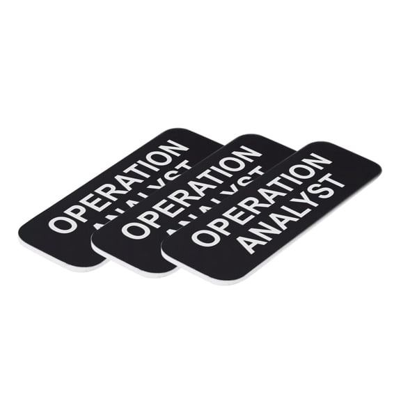 Operation Analyst 1 x 3" Name Tag/Badge, Black, (3 Pack)