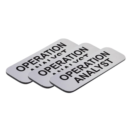 Operation Analyst 1 x 3" Name Tag/Badge, Silver, (3 Pack)